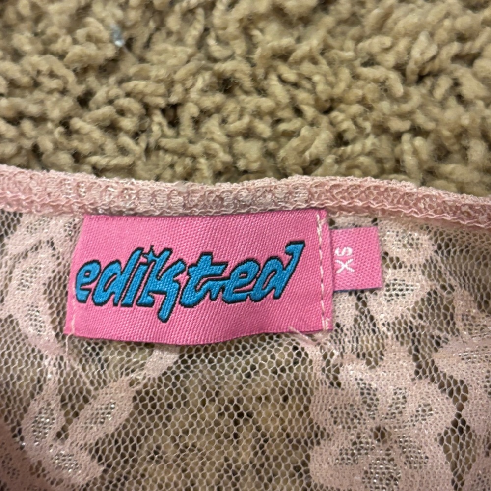 Edikted Twilight Sheer Lace Split Front Top - Picture 4 of 5